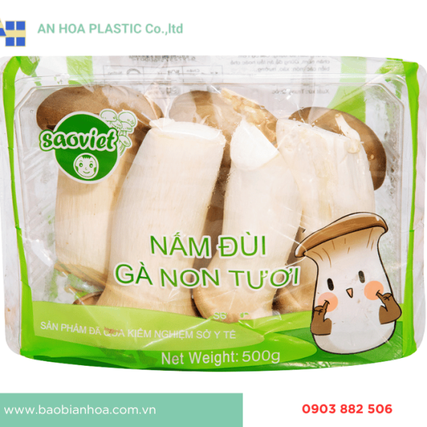 Bao bì ( túi ) đựng nấm đóng hàng siêu thị